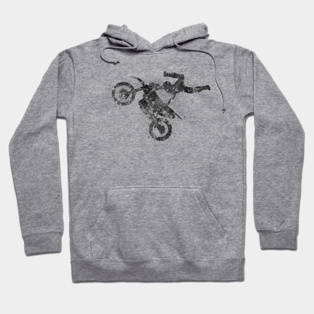 Motocross freestyle black and white Hoodie by Yahya Art